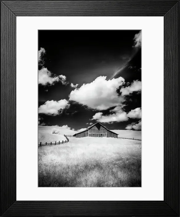 Framed Print : USA, Palouse Country, Washington State, Infrared Palouse fields and barn Date: 11-06-2011 Framed Print : USA, Palouse Country, Washington State, Infrared Palouse fields and barn Date: 11-06-2011