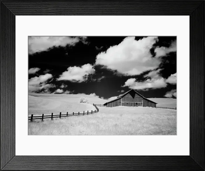 Framed Print : USA, Palouse Country, Washington State, Infrared Palouse fields and barn Date: 11-06-2011 Framed Print : USA, Palouse Country, Washington State, Infrared Palouse fields and barn Date: 11-06-2011