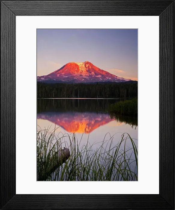 Framed Print : USA, Washington State, Sunset on Mt. Adams reflecting in Lake Takhlakh Date: 26-08-2006 Framed Print : USA, Washington State, Sunset on Mt. Adams reflecting in Lake Takhlakh Date: 26-08-2006
