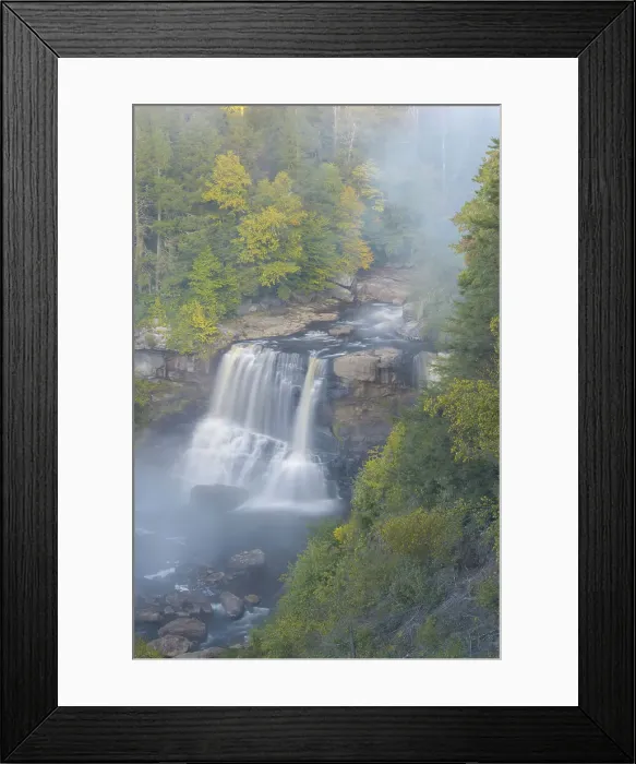 Framed Print : USA, West Virginia, Davis. Overview of waterfall in Blackwater State Park. Date: 30-09-2021 Framed Print : USA, West Virginia, Davis. Overview of waterfall in Blackwater State Park. Date: 30-09-2021