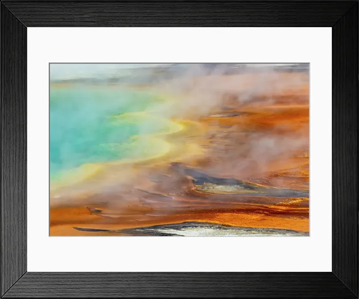 Framed Print : Elevated view of patterns in bacterial mat around Grand Prismatic spring, Midway Geyser Basin, Yellowstone National Park, Wyoming Date: 02-10-2021 Framed Print : Elevated view of patterns in bacterial mat around Grand Prismatic spring, Midway Geyser Basin, Yellowstone National Park, Wyoming Date: 02-10-2021