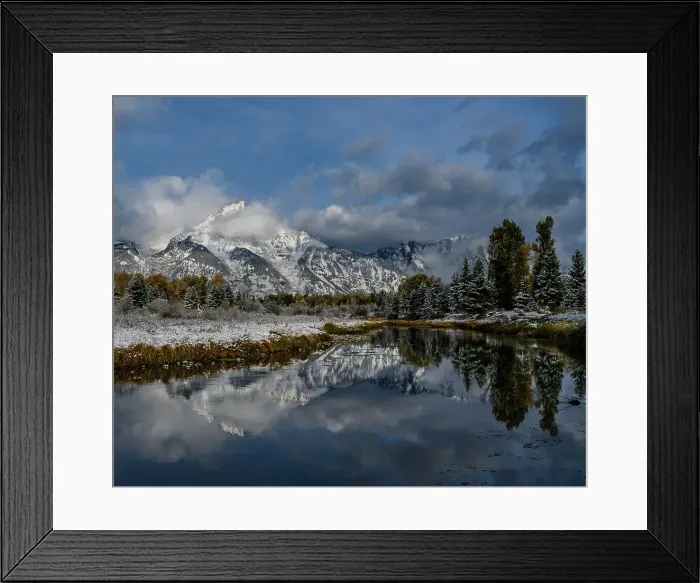Framed Print : USA, Wyoming. Fall snow and reflection of Teton mountains, Grand Teton National Park Date: 05-10-2019 Framed Print : USA, Wyoming. Fall snow and reflection of Teton mountains, Grand Teton National Park Date: 05-10-2019