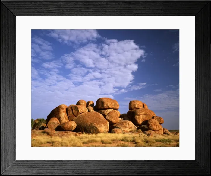 Framed Print : Boulders in Karlwekarlwe Karlu Kalu ( round objects ), a Sacred Meeting Place for Aboriginal people. Devils Marbles Reserve, N. Territory, Australia Framed Print : Boulders in Karlwekarlwe Karlu Kalu ( round objects ), a Sacred Meeting Place for Aboriginal people. Devils Marbles Reserve, N. Territory, Australia
