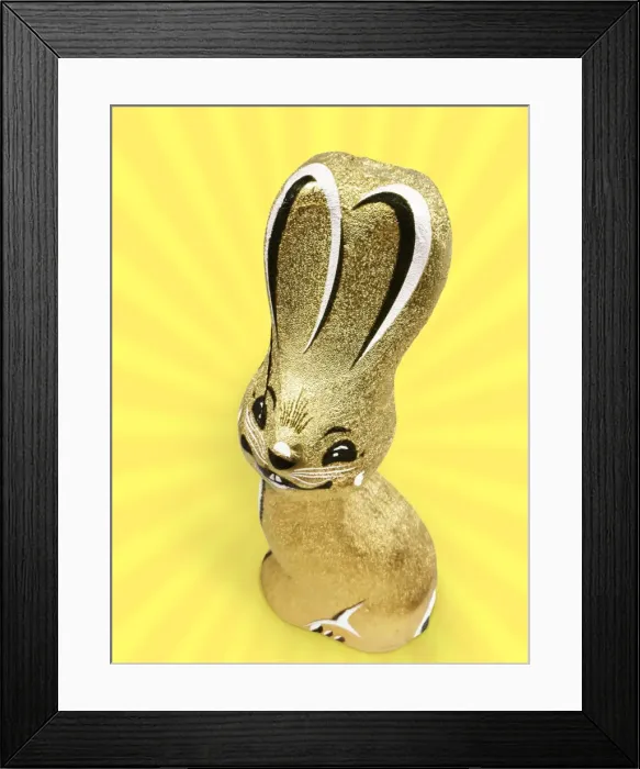 Framed Print : Rabbit - foil covererd chocolate easter rabbit Digital Manipulation: changed clolour background & rabbit Framed Print : Rabbit - foil covererd chocolate easter rabbit Digital Manipulation: changed clolour background & rabbit