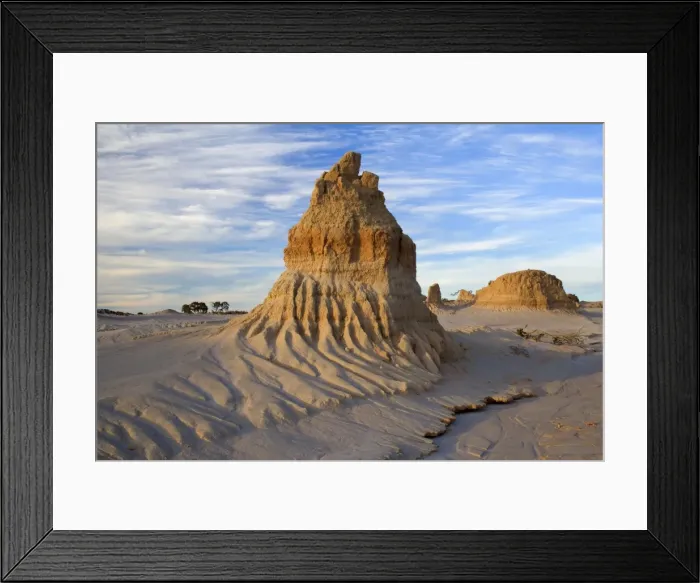 Framed Print : Eroded pinnacles - amazingly shaped, eroded pinnacles of the lunette Walls of China, located within the since 18000 years dried-up lakebed of Lake Mungo Framed Print : Eroded pinnacles - amazingly shaped, eroded pinnacles of the lunette Walls of China, located within the since 18000 years dried-up lakebed of Lake Mungo