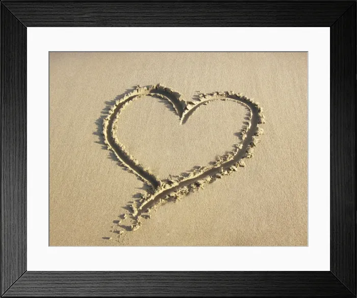 Framed Print : Heart drawn in the sand of a beach Framed Print : Heart drawn in the sand of a beach