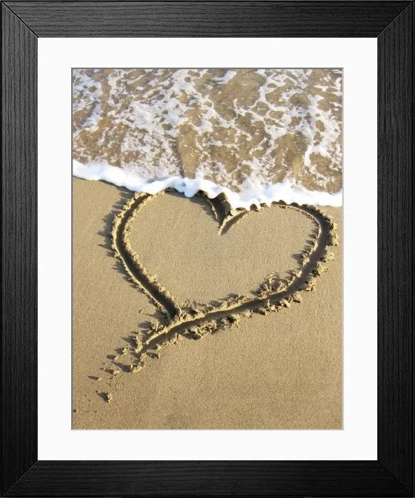 Framed Print : Heart drawn in the sand of a beach Framed Print : Heart drawn in the sand of a beach