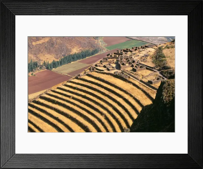 Framed Print : Peru - Pisac: agricultural terrasses Inca Cusco Region Framed Print : Peru - Pisac: agricultural terrasses Inca Cusco Region