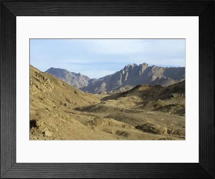 Framed Print : Egypt - a road winds through rocks in Arabian desert approx. 50 km from Hurghada town (Red Sea shore), evening; January Eg39. 0245 Framed Print : Egypt - a road winds through rocks in Arabian desert approx. 50 km from Hurghada town (Red Sea shore), evening; January Eg39. 0245