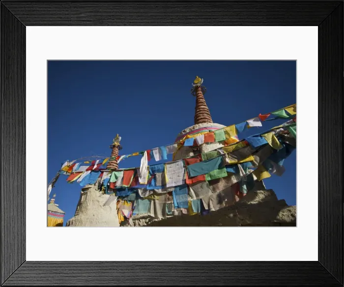 Framed Print : Tibet prayer flags on village stupa Framed Print : Tibet prayer flags on village stupa