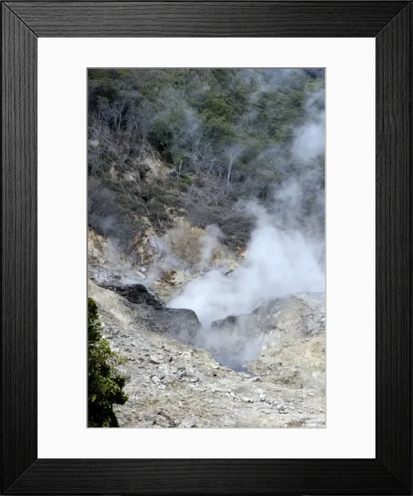 Framed Print : Sulphur Springs - Continuously escaping sulphurous fumaroles and hot springs. Voted by UNESCO World Heritage Site in 2004. St. Lucia, Windward Islands. February Framed Print : Sulphur Springs - Continuously escaping sulphurous fumaroles and hot springs. Voted by UNESCO World Heritage Site in 2004. St. Lucia, Windward Islands. February