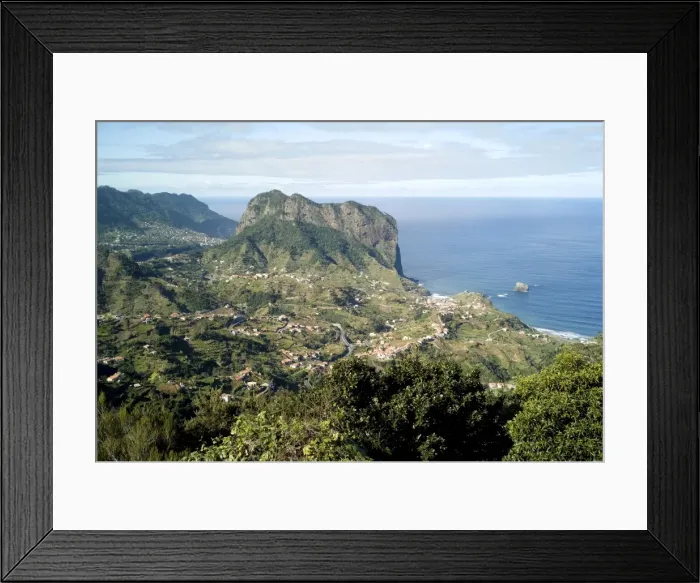 Framed Print : Porto da Cruz seen from Portela - Madeira. Beyond the town of Porto da Cruz lies the dominance of Eagle Rock February Framed Print : Porto da Cruz seen from Portela - Madeira. Beyond the town of Porto da Cruz lies the dominance of Eagle Rock February