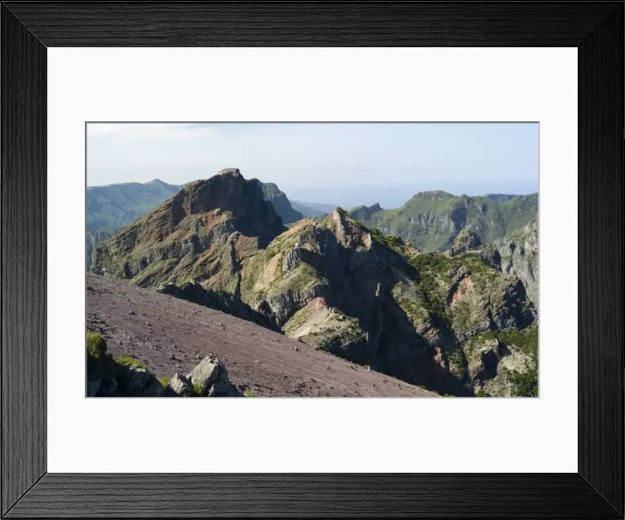 Framed Print : The summit looking north - Pico do Arieiro. At a height of 1818 m. this is the third highest peak on the island of Madeiro. The predominant colours of purple, burnt orange and chocolate brown are a reminder of Madeiro's volcanic origins Framed Print : The summit looking north - Pico do Arieiro. At a height of 1818 m. this is the third highest peak on the island of Madeiro. The predominant colours of purple, burnt orange and chocolate brown are a reminder of Madeiro's volcanic origins