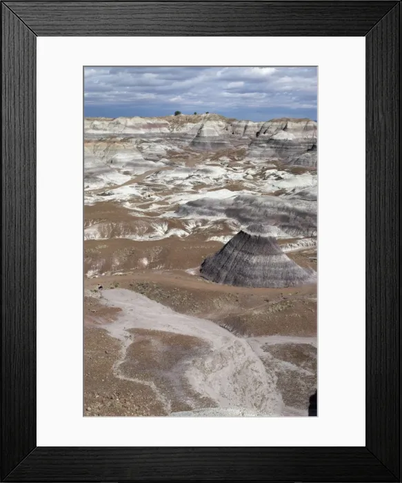 Framed Print : View over Painted Desert showing rock strata, the white layers being sandstone. Arizona, USA Framed Print : View over Painted Desert showing rock strata, the white layers being sandstone. Arizona, USA