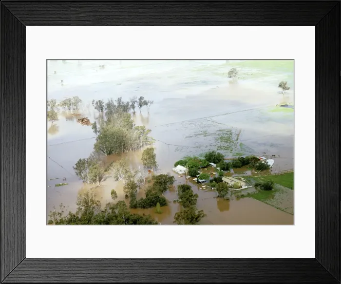 Framed Print : Shepparton flood, 1993 - aerial of farm during the flood - northeastern Victoria, Australia JLR04698 Framed Print : Shepparton flood, 1993 - aerial of farm during the flood - northeastern Victoria, Australia JLR04698