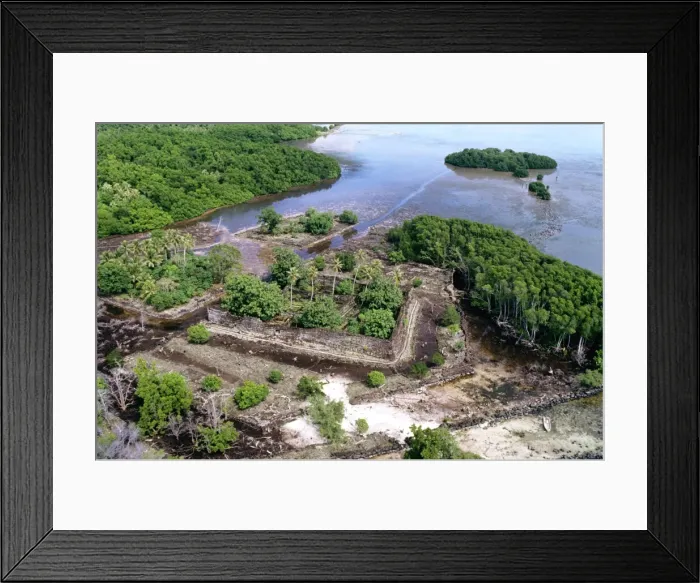 Framed Print : Aerial - Nan Douwas, walls 8 metres high of basalt columns Nan Madol fortress (c. 1200 AD) Pohnpei, Micronesia JLR04336 Framed Print : Aerial - Nan Douwas, walls 8 metres high of basalt columns Nan Madol fortress (c. 1200 AD) Pohnpei, Micronesia JLR04336