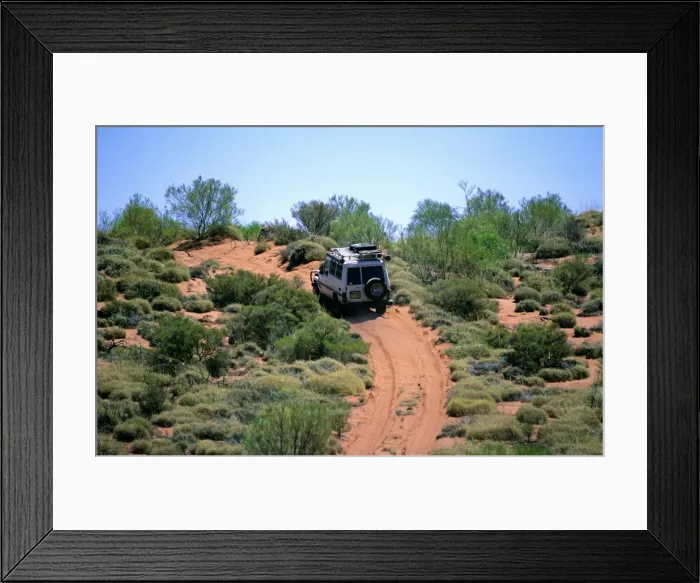 Framed Print : Canning Stock Route and 4WD vehicle Little Sandy Desert, Western Australia JLR03117 Framed Print : Canning Stock Route and 4WD vehicle Little Sandy Desert, Western Australia JLR03117