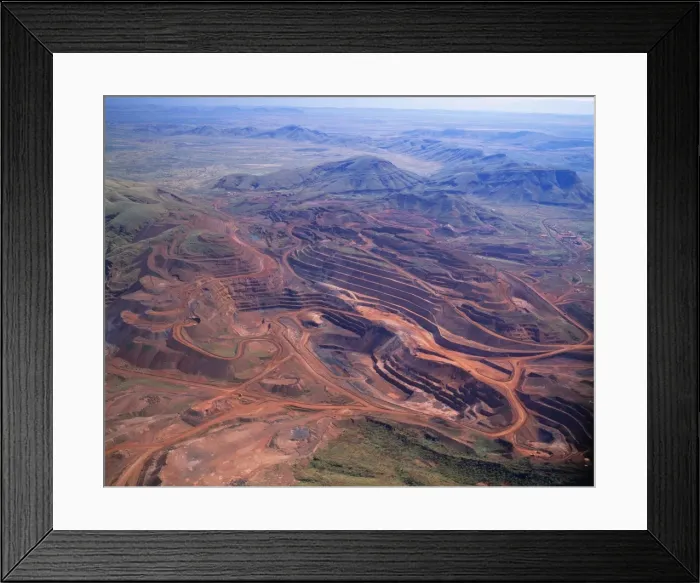Framed Print : Australia - mining iron ore-open cut mine. Pilbara region, Hamersley Range Framed Print : Australia - mining iron ore-open cut mine. Pilbara region, Hamersley Range