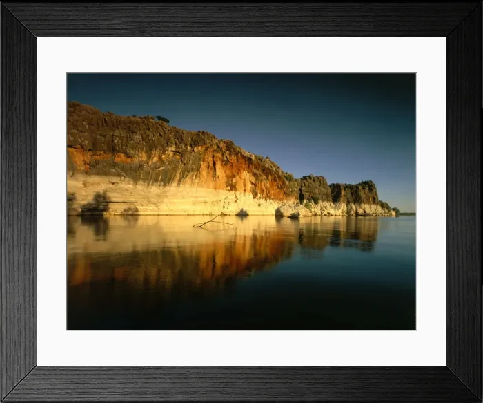 Framed Print : Fitzroy River cutting through ancient limestone coral reef formed during Devonion period (350 milion years ago) Geikie Gorge National Park, Kimberley region, Western Australia JLR07866