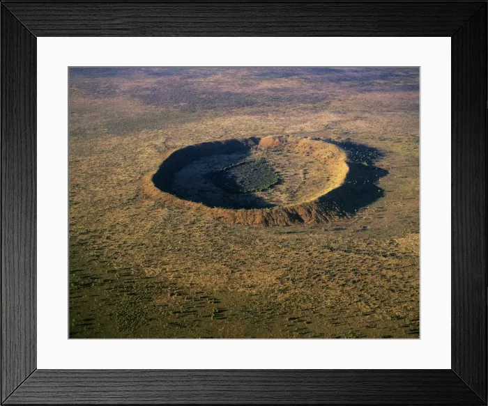 Framed Print : Wolfe Creek meteor crater, aerial Wolfe Creek Crater National Park, Kimberley region, Western Australia JPF43550 Framed Print : Wolfe Creek meteor crater, aerial Wolfe Creek Crater National Park, Kimberley region, Western Australia JPF43550