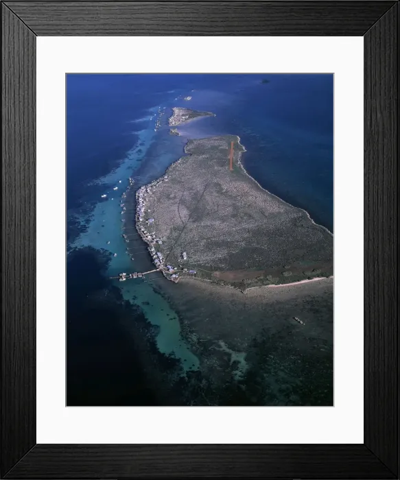 Framed Print : Aerial - Easter Group (Rat & Little Islands) with lobster fishermen's houses, Houtman Abrolhos Islands, Western Australia JPF44661 Framed Print : Aerial - Easter Group (Rat & Little Islands) with lobster fishermen's houses, Houtman Abrolhos Islands, Western Australia JPF44661