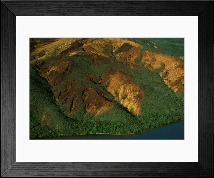 Framed Print : Aerial - Eroded slopes - Oueen Island New Caledonia JPF46246