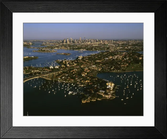 Framed Print : Aerial - City of Sydney with Drummoyne in foreground Sydney, New South Wales, Australia JPF46765 Framed Print : Aerial - City of Sydney with Drummoyne in foreground Sydney, New South Wales, Australia JPF46765