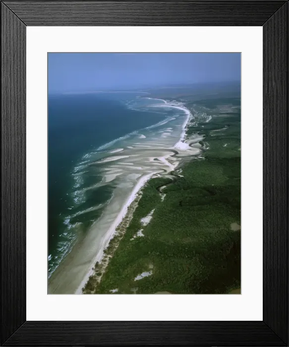 Framed Print : Boucaut Bay, aerial sandy beach & mangroves, Arnhemland, Northern Territory, Australia JPF48714