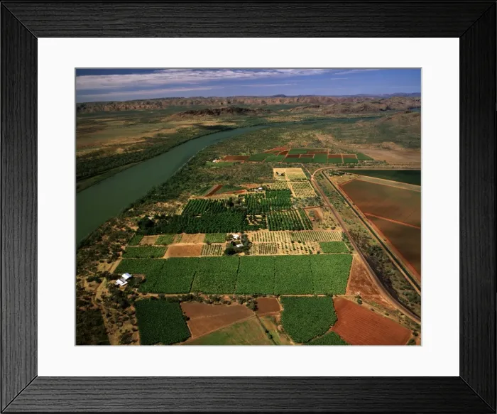 Framed Print : Aerial - Ord River Irrigation Scheme near Kununurra, Western Australia JPF51804 Framed Print : Aerial - Ord River Irrigation Scheme near Kununurra, Western Australia JPF51804