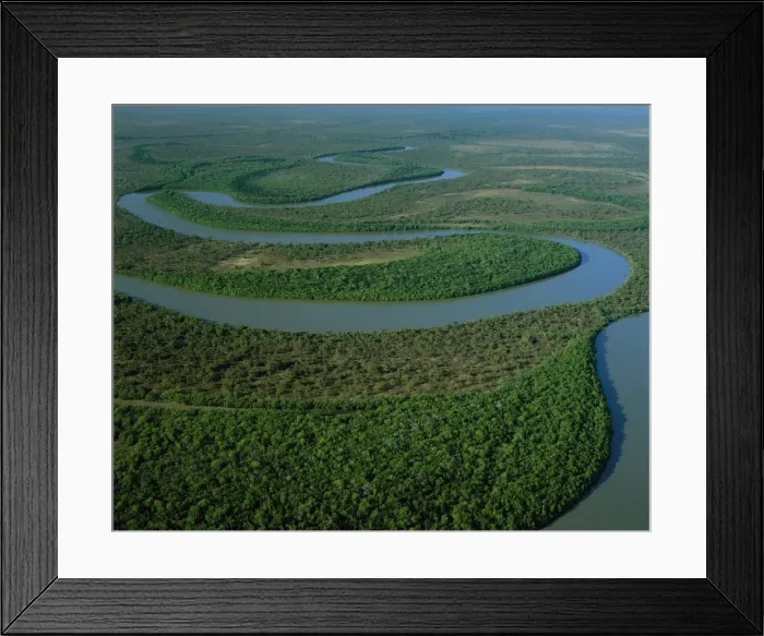 Framed Print : Aerial - North Kennedy River with mangrove-lined banks, Lakefield National Park, far north Queensland, Australia JPF52286 Framed Print : Aerial - North Kennedy River with mangrove-lined banks, Lakefield National Park, far north Queensland, Australia JPF52286