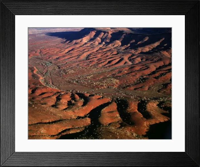 Framed Print : Aerial: south-western side of Hamersley Range - the Pilbara seabed rose to form one of Earth's first permanent land masses about 3. 5 billion years ago. The area shown is rich in iron oxides Pilbara region, Western Australia JPF44349 Framed Print : Aerial: south-western side of Hamersley Range - the Pilbara seabed rose to form one of Earth's first permanent land masses about 3. 5 billion years ago. The area shown is rich in iron oxides Pilbara region, Western Australia JPF44349