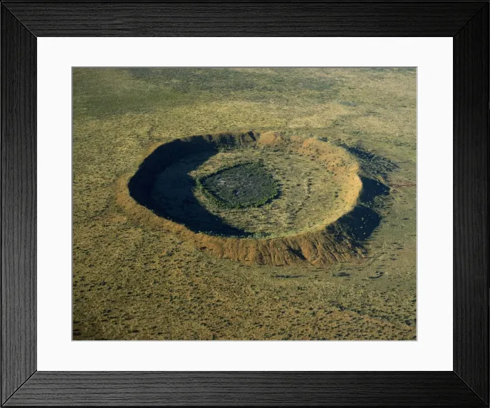 Framed Print : Aerial - Wolfe Creek meteor crater - 25 million years old, Wolfe Creek Crater National Park, Kimberley region, Western Australia JPF43539 Framed Print : Aerial - Wolfe Creek meteor crater - 25 million years old, Wolfe Creek Crater National Park, Kimberley region, Western Australia JPF43539