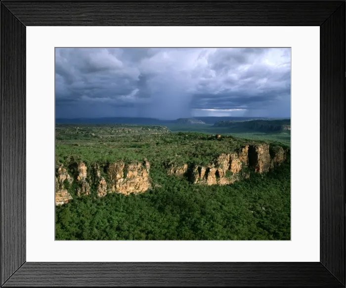 Framed Print : Arnhemland Escarpment with tropical rain storm approaching, wet season (January). Sandstone: Kombolgie Formation (early Proterozoic: 1700Ma), Kakadu National Park (World Heritage Area), Northern Territory, Australia JPF51141 Framed Print : Arnhemland Escarpment with tropical rain storm approaching, wet season (January). Sandstone: Kombolgie Formation (early Proterozoic: 1700Ma), Kakadu National Park (World Heritage Area), Northern Territory, Australia JPF51141