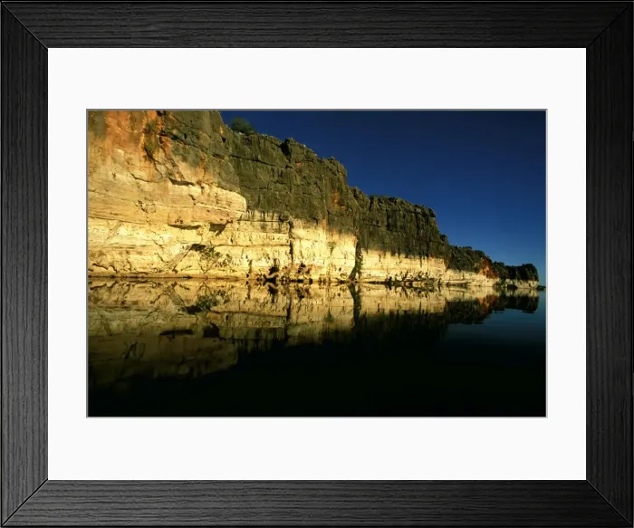 Framed Print : Geikie Gorge - Fitzroy River cuts throughancient limestone cliffs of fossilised reefs - Geikie Gorge National Park, West Kimberley region, Western Australia JPF52469 Framed Print : Geikie Gorge - Fitzroy River cuts throughancient limestone cliffs of fossilised reefs - Geikie Gorge National Park, West Kimberley region, Western Australia JPF52469