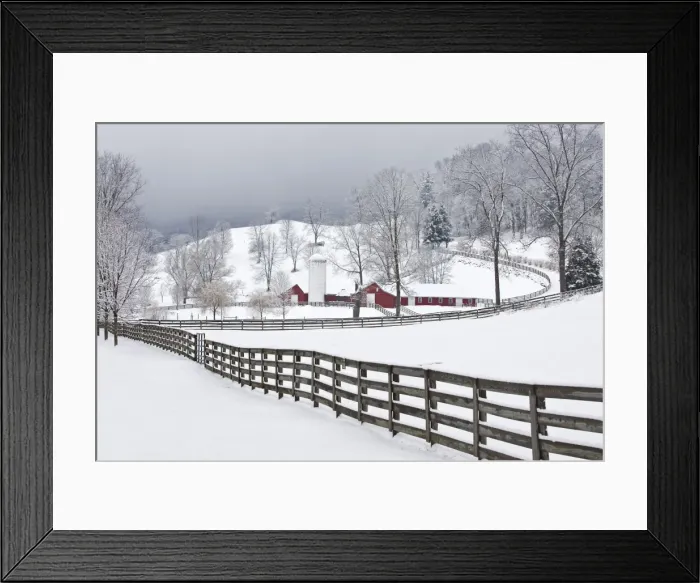 Framed Print : Farm in winter just after a snow. CT, USA Framed Print : Farm in winter just after a snow. CT, USA