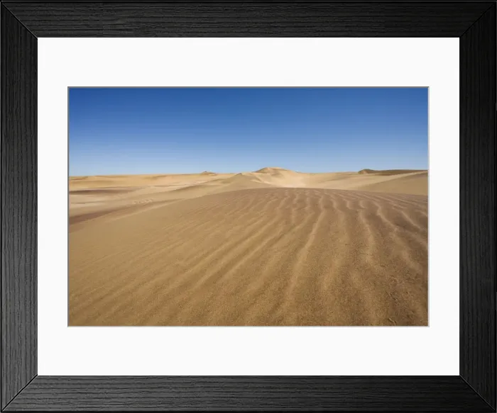 Framed Print : Dune Scene with blue sky Cetral Dune Belt near Swakopmund Namibia, Africa Framed Print : Dune Scene with blue sky Cetral Dune Belt near Swakopmund Namibia, Africa