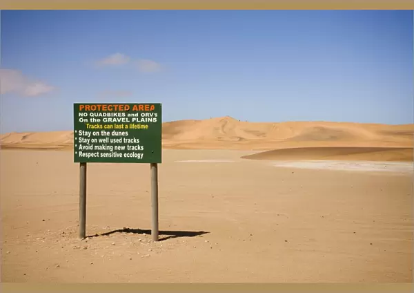 Conservation board at the begging of the Dune Sea - -Dune Fields - Namib Desert - Namibia - Africa