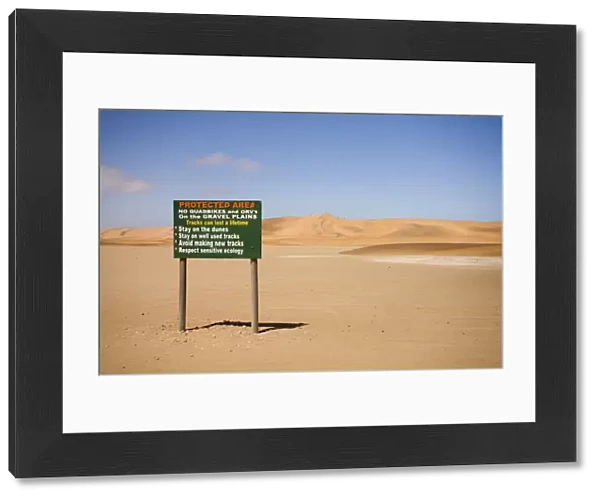 Conservation board at the begging of the Dune Sea - -Dune Fields - Namib Desert - Namibia - Africa