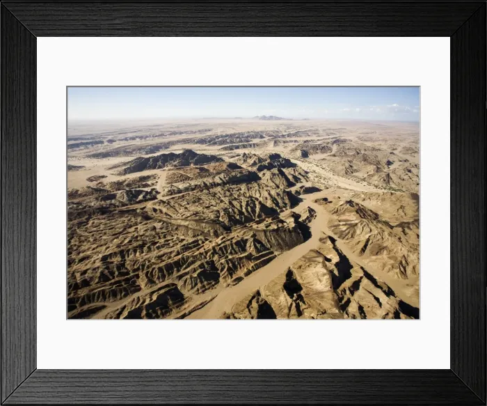 Framed Print : The Moon Valley from the air - landscape showing folded marbles gneisses and doerite dykes - from the 500 million year metamorphism of the Damaran rocks - Damaran orogeny - Namib Desert - Namibia - Africa Framed Print : The Moon Valley from the air - landscape showing folded marbles gneisses and doerite dykes - from the 500 million year metamorphism of the Damaran rocks - Damaran orogeny - Namib Desert - Namibia - Africa