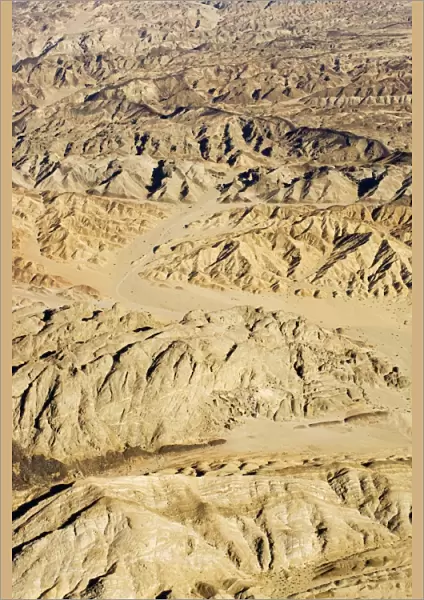 The Moon Valley from the air - landscape showing folded marbles gneisses and doerite dykes - from the 500 million year metamorphism of the Damaran rocks - Damaran orogeny - Namib Desert - Namibia - Africa