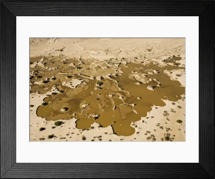 Framed Print : Water from recent rains accumulates in an excavation site where sand is dug up to supply the building trade - Namib Desert - Namibia - Africa Framed Print : Water from recent rains accumulates in an excavation site where sand is dug up to supply the building trade - Namib Desert - Namibia - Africa