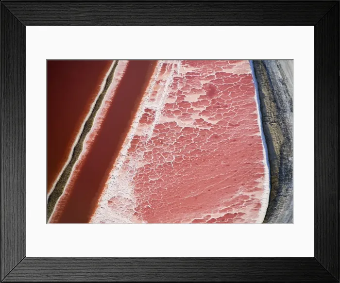Framed Print : Evaporation ponds for the commercial extraction of sea salt - showing the bright resulting colours - Near Swakopmund - Namib Deser - Atlantic Coast - Namibia - Africa Framed Print : Evaporation ponds for the commercial extraction of sea salt - showing the bright resulting colours - Near Swakopmund - Namib Deser - Atlantic Coast - Namibia - Africa