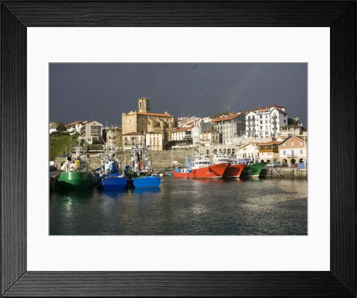 Framed Print : Spanish fishing trawlers in harbour Zumaia Costa Vasca Euskal Herria Spain Framed Print : Spanish fishing trawlers in harbour Zumaia Costa Vasca Euskal Herria Spain