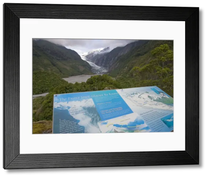 Framed Print : Glacier - Information board on Franz Josef glacier. Westland National Park - South Island - New Zealand Framed Print : Glacier - Information board on Franz Josef glacier. Westland National Park - South Island - New Zealand