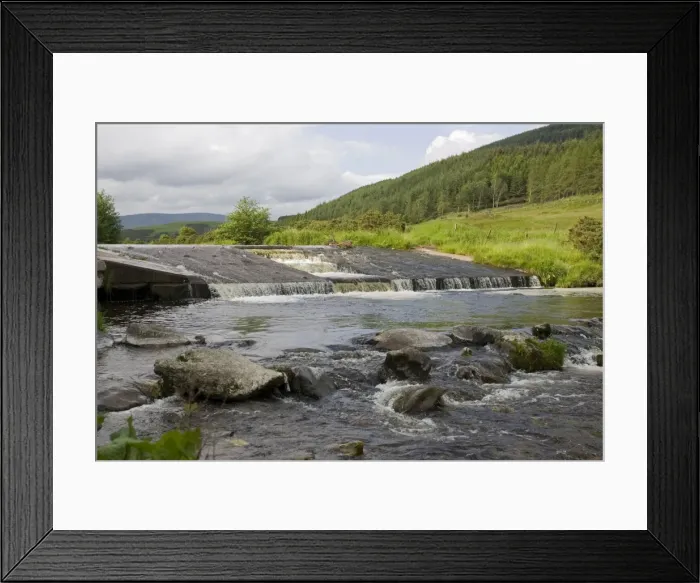 Framed Print : Salmon ladder on Leithen Water near Peebles Scottish Borders UK Framed Print : Salmon ladder on Leithen Water near Peebles Scottish Borders UK