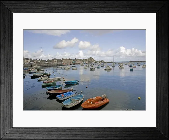 Framed Print : Boats moored in harbour Honfleur Normandy France Framed Print : Boats moored in harbour Honfleur Normandy France