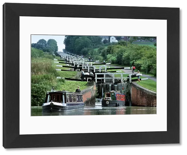 Caen Hill Locks with narrow boats - Wiltshire - UK