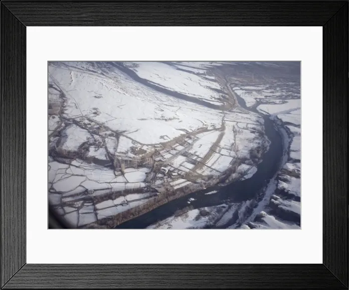 Framed Print : Aerial winter view of the Indus and villages. Ladakh J&K India Framed Print : Aerial winter view of the Indus and villages. Ladakh J&K India