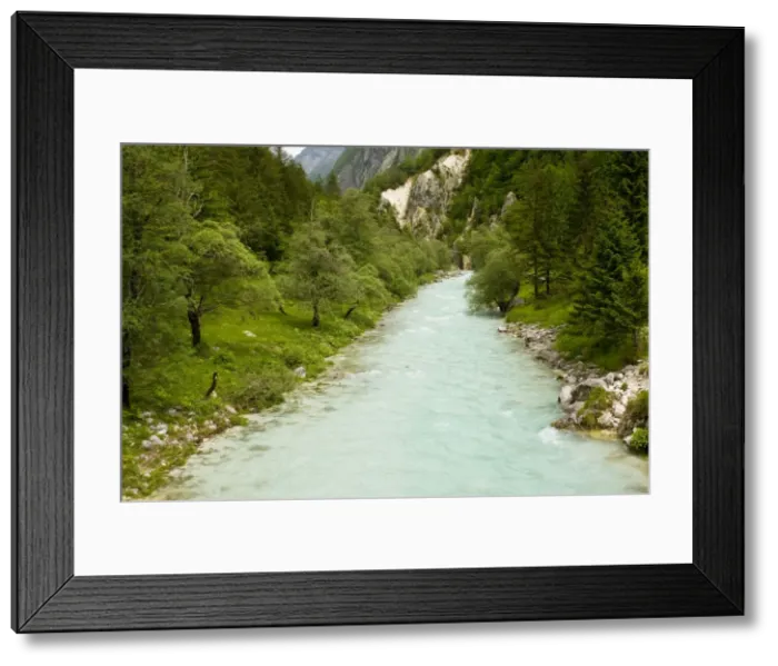Framed Print : Glacial river, heavily-coloured by glacial rock flour - River Soca, Triglav National Park, Slovenia Framed Print : Glacial river, heavily-coloured by glacial rock flour - River Soca, Triglav National Park, Slovenia