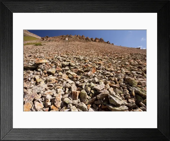 Framed Print : Large mountain scree slope at about 11, 000 feet, Bullion Lake-Porphyry area, San Juan Mountains, Colorado, USA, North America Framed Print : Large mountain scree slope at about 11, 000 feet, Bullion Lake-Porphyry area, San Juan Mountains, Colorado, USA, North America